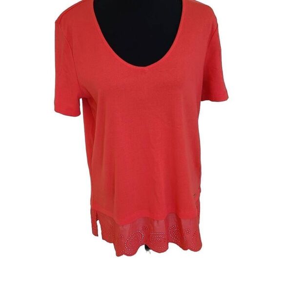 Pappagallo Womens Cotton Short Sleeve Orange Top Size Medium - Picture 1 of 11